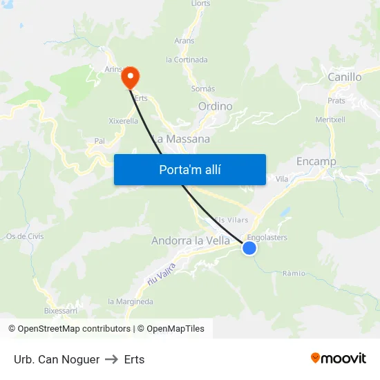 Urb.  Can Noguer to Erts map