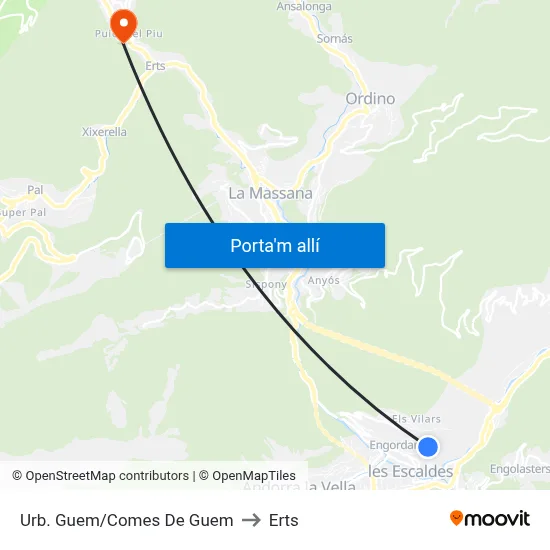 Urb. Guem/Comes De Guem to Erts map