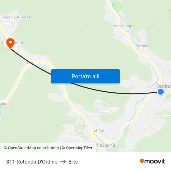 311-Rotonda D'Ordino to Erts map