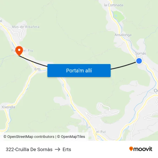 322-Cruïlla De Sornàs to Erts map
