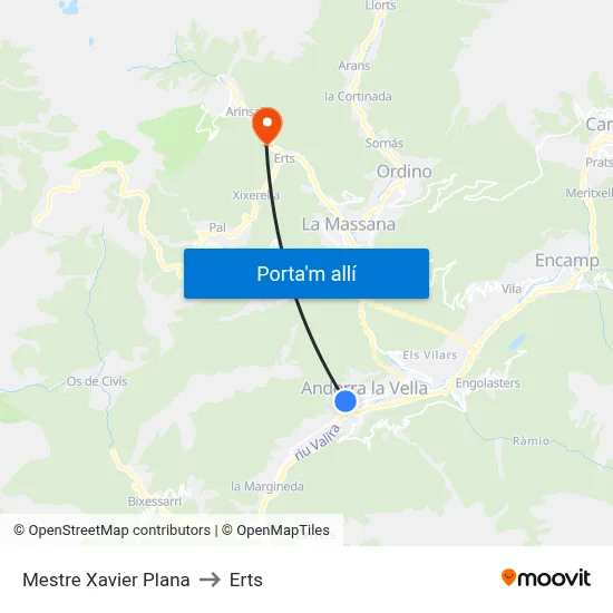 Mestre Xavier Plana to Erts map
