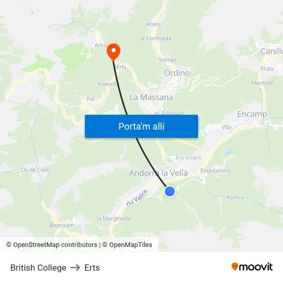 British College to Erts map