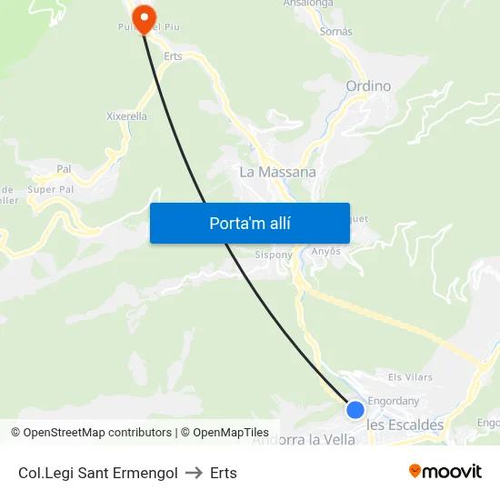 Col.Legi Sant Ermengol to Erts map