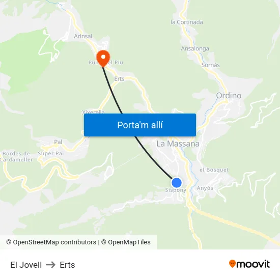 El Jovell to Erts map