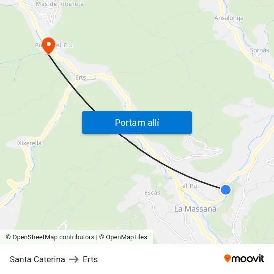 Santa Caterina to Erts map