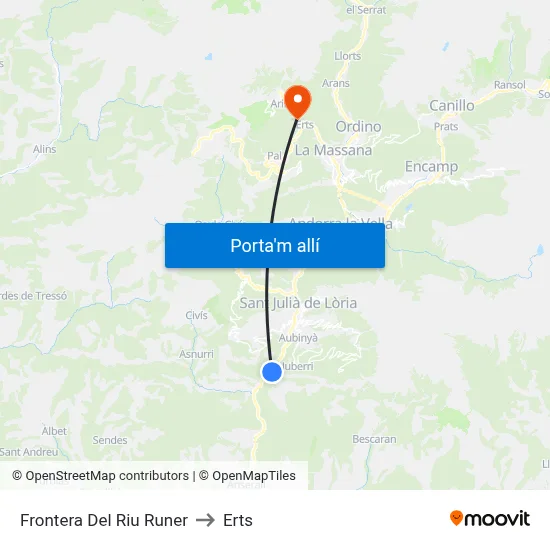 Frontera Del Riu Runer to Erts map