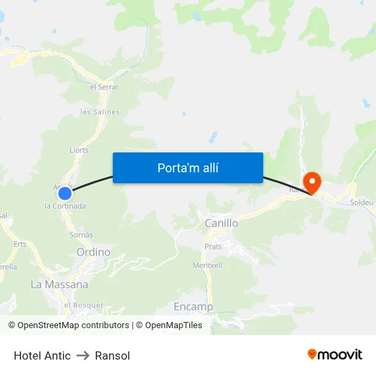 Hotel Antic to Ransol map