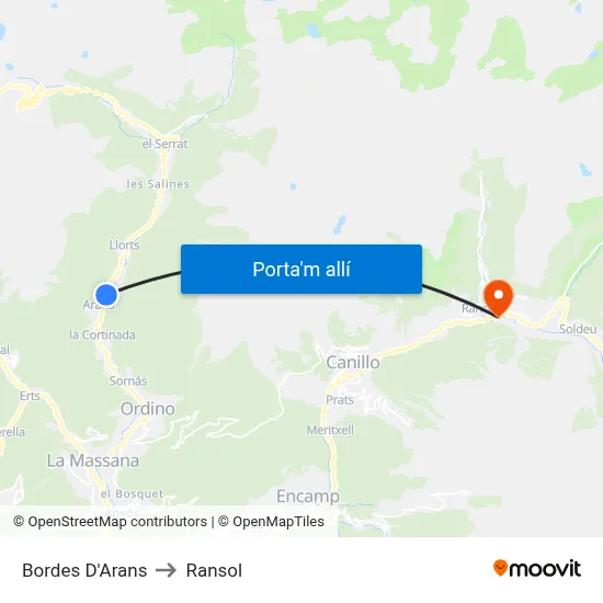 Bordes D'Arans to Ransol map