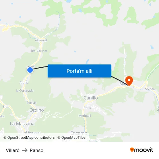 Villaró to Ransol map