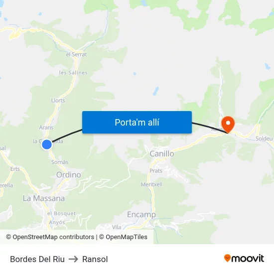 Bordes Del Riu to Ransol map