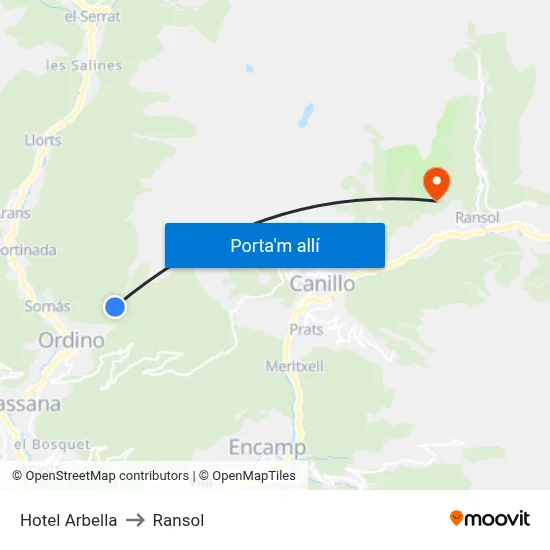 Hotel Arbella to Ransol map