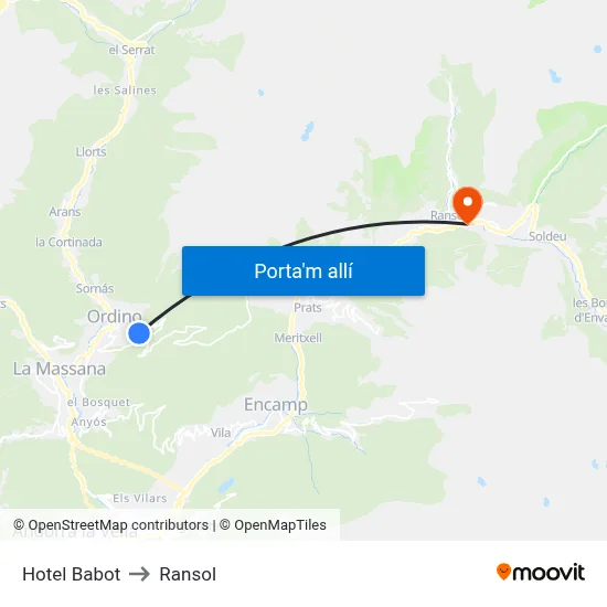 Hotel Babot to Ransol map
