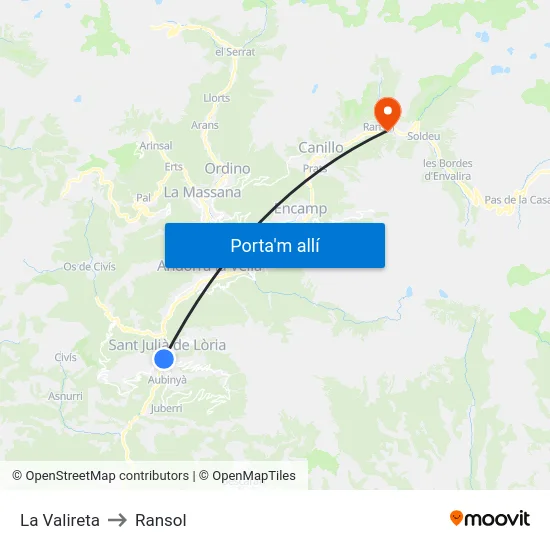 619-La Valireta to Ransol map