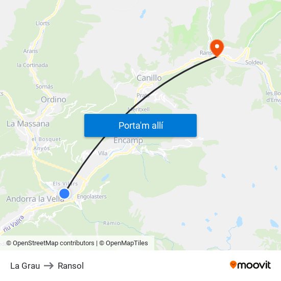 La Grau to Ransol map