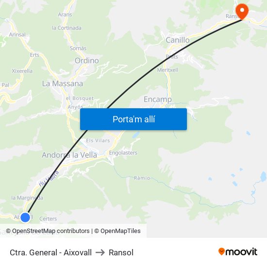 Ctra. General - Aixovall to Ransol map