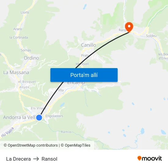 La Drecera to Ransol map
