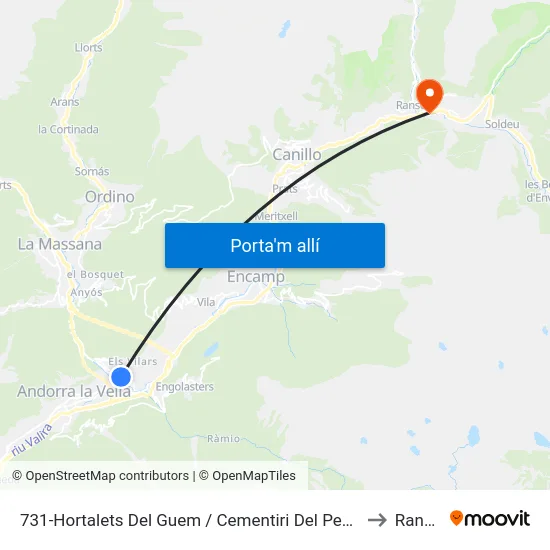 731-Hortalets Del Guem / Cementiri Del Pessebre to Ransol map