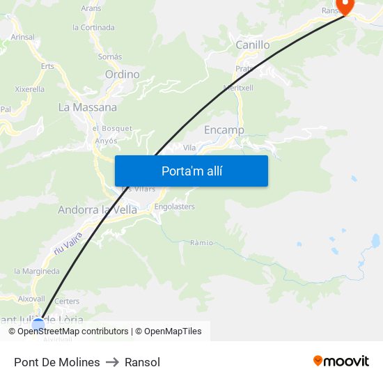 Pont De Molines to Ransol map