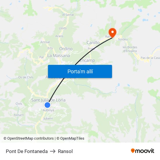 Pont De Fontaneda to Ransol map