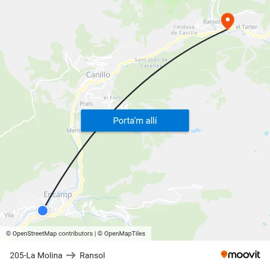 205-La Molina to Ransol map