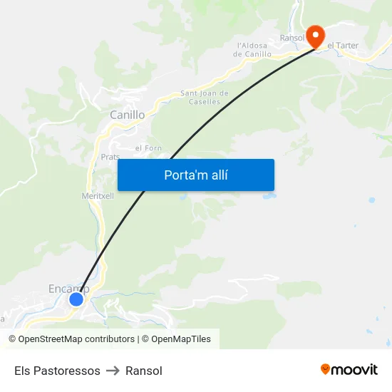 209-Els Pastoressos to Ransol map