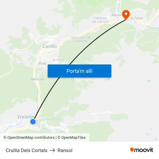 259-Cruïlla Dels Cortals to Ransol map
