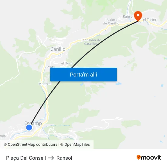 202-Plaça Sant Miquel to Ransol map