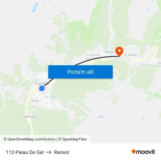 112-Palau De Gel to Ransol map
