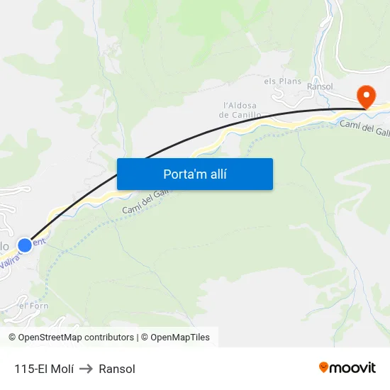 115-El Molí to Ransol map