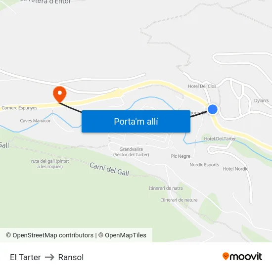 152-El Tarter to Ransol map