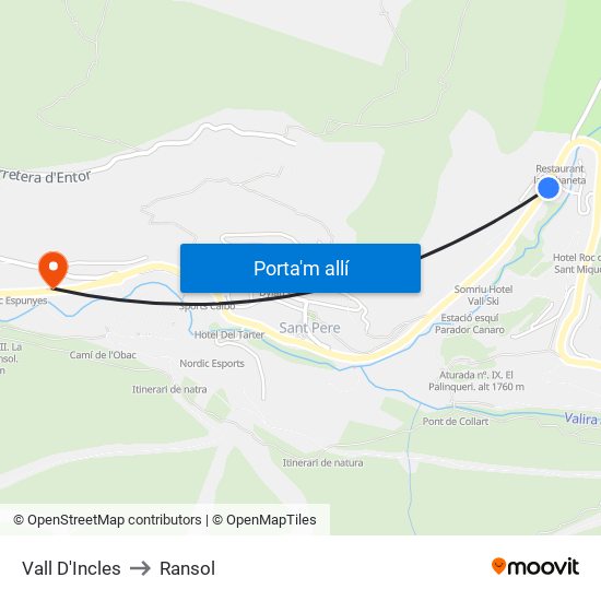 Vall D'Incles to Ransol map