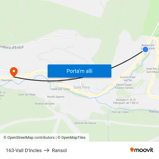 163-Vall D'Incles to Ransol map