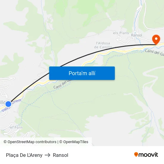 114-Plaça De L'Areny to Ransol map