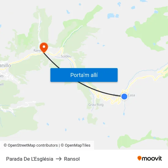 201-Parada De L'Església to Ransol map
