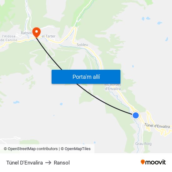 Túnel D'Envalira to Ransol map