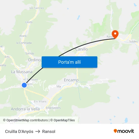 403-Cruïlla D'Anyós to Ransol map