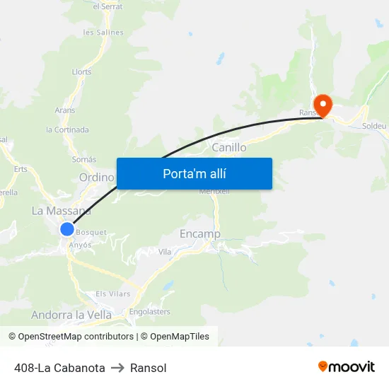 408-La Cabanota to Ransol map