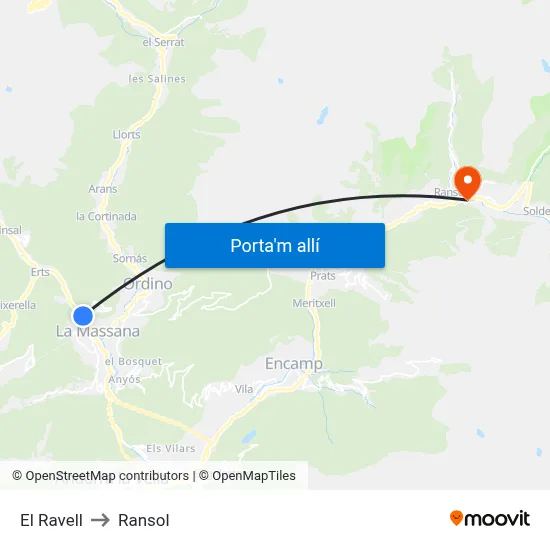 El Ravell to Ransol map