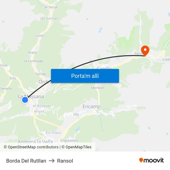 Borda Del Rutllan to Ransol map