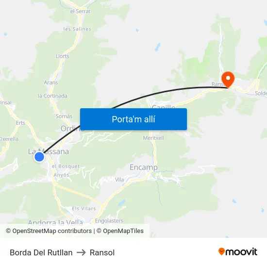 Borda Del Rutllan to Ransol map