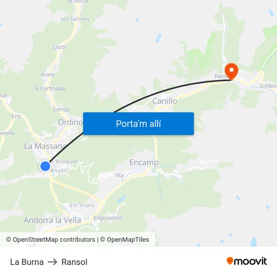 La Burna to Ransol map