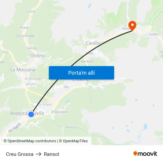 Creu Grossa to Ransol map