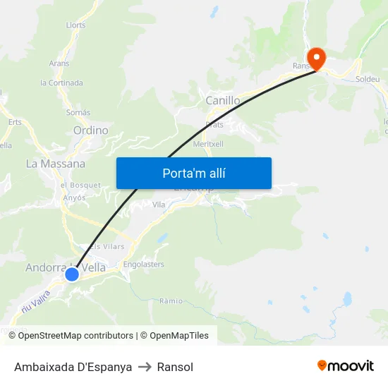 Ambaixada D'Espanya to Ransol map
