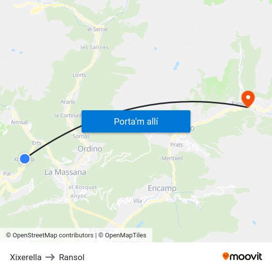 Xixerella to Ransol map