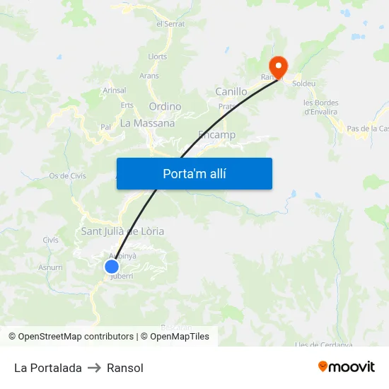 La Portalada to Ransol map