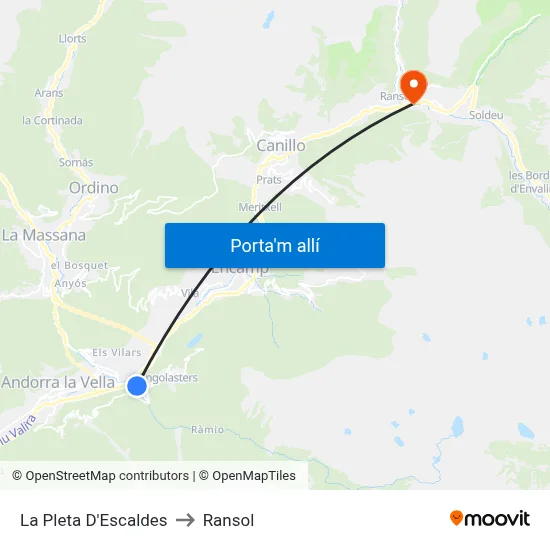 La Pleta D'Escaldes to Ransol map