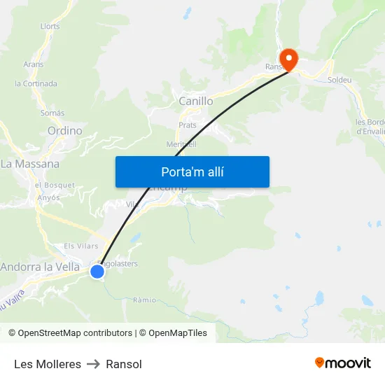 Les Molleres to Ransol map
