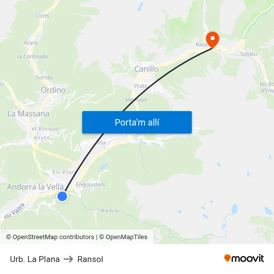 Urb. La Plana to Ransol map