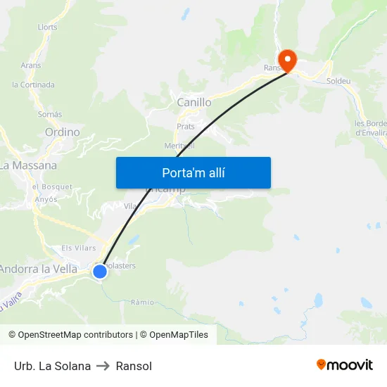 Urb. La Solana to Ransol map