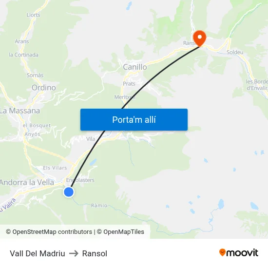 Vall Del Madriu to Ransol map